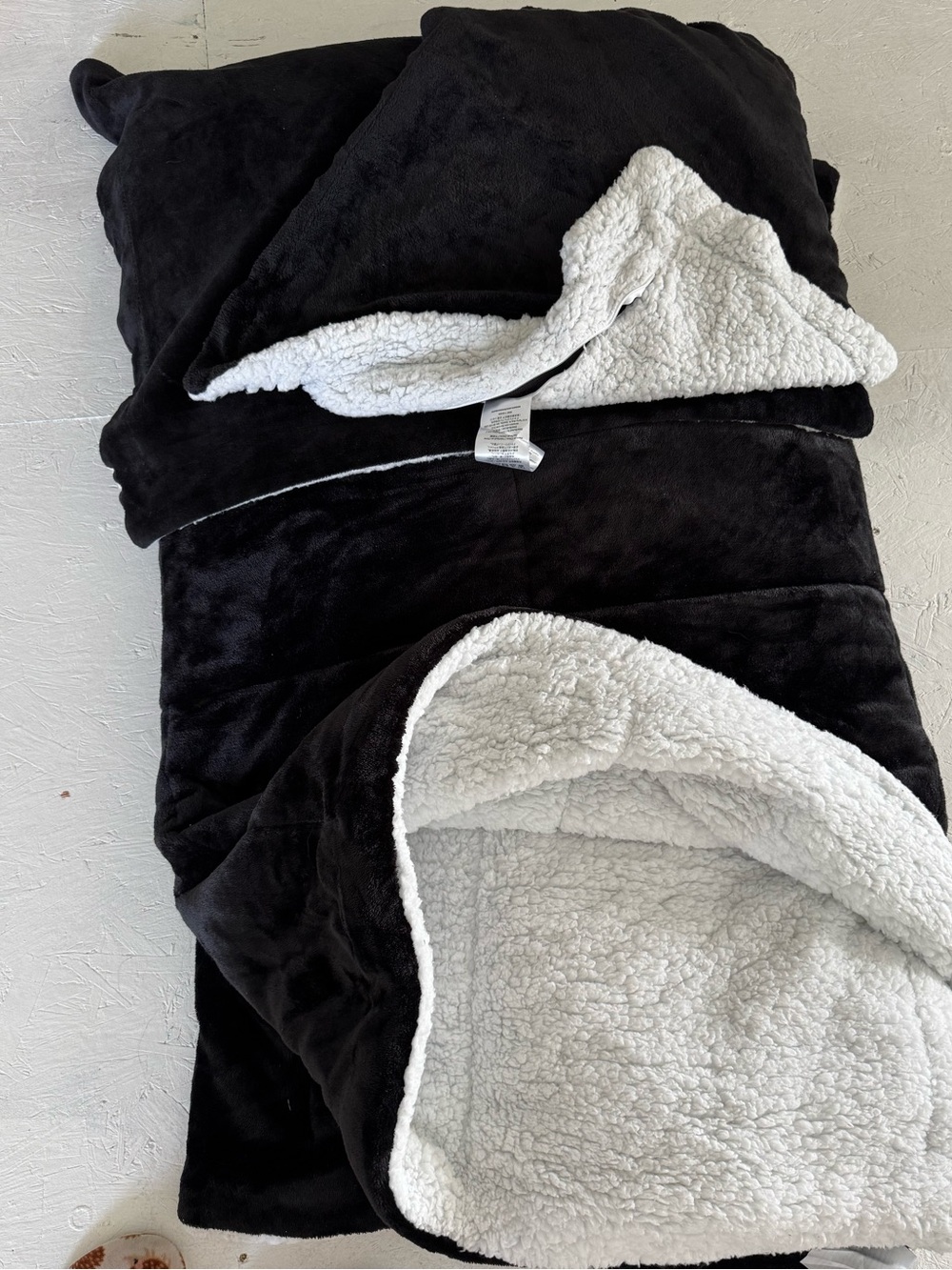 Black & White Sherpa-Lined Throw Blanket